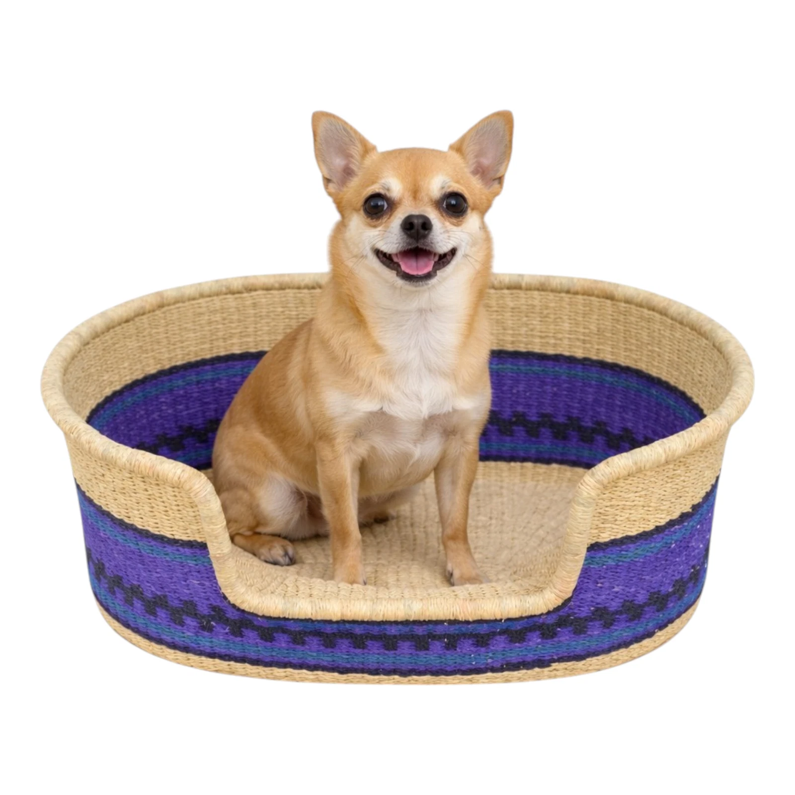 Premium Elephant Grass Dog Bed - Rustic Handwoven Pet Basket - 4 Sizes