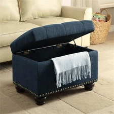 Convenience Concepts Designs4Comfort Storage Ottoman in Blue Fabric