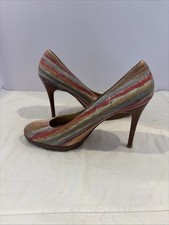 Stuart Weitzman Striped Multicolor Heels Snakeskin Look Size 10N 4 Heel