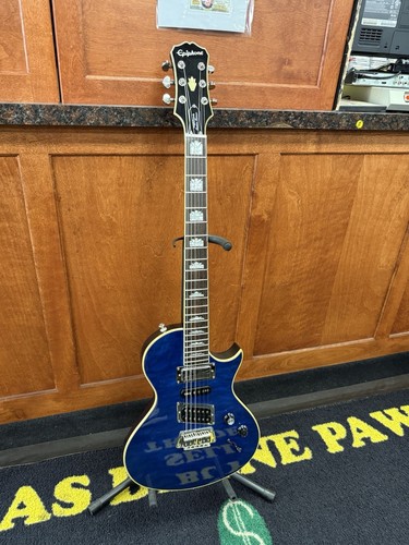 Epiphone Nighthawk Custom Reissue Guitar Trans Blue w Case (LOOK)