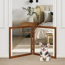Clear Dog Gate for Indoor Use - Transparent Pet Fence with Solid Hardwood and Pl