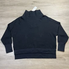 Calia Herringbone Mock Funnel Neck Pullover L/S Black Womens Size XXL 2XL NWT