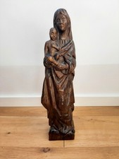 Große handgeschnitzte alte Holzfigur–Heilige Maria mit Kind–4 cm–religiöse Kunst