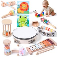 15 PCS Baby Musical Instruments Set, Toddler Musical Instruments Montessori N...