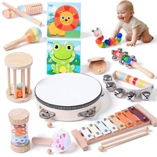 15 PCS Baby Musical Instruments Set, Toddler Musical Instruments Montessori N...