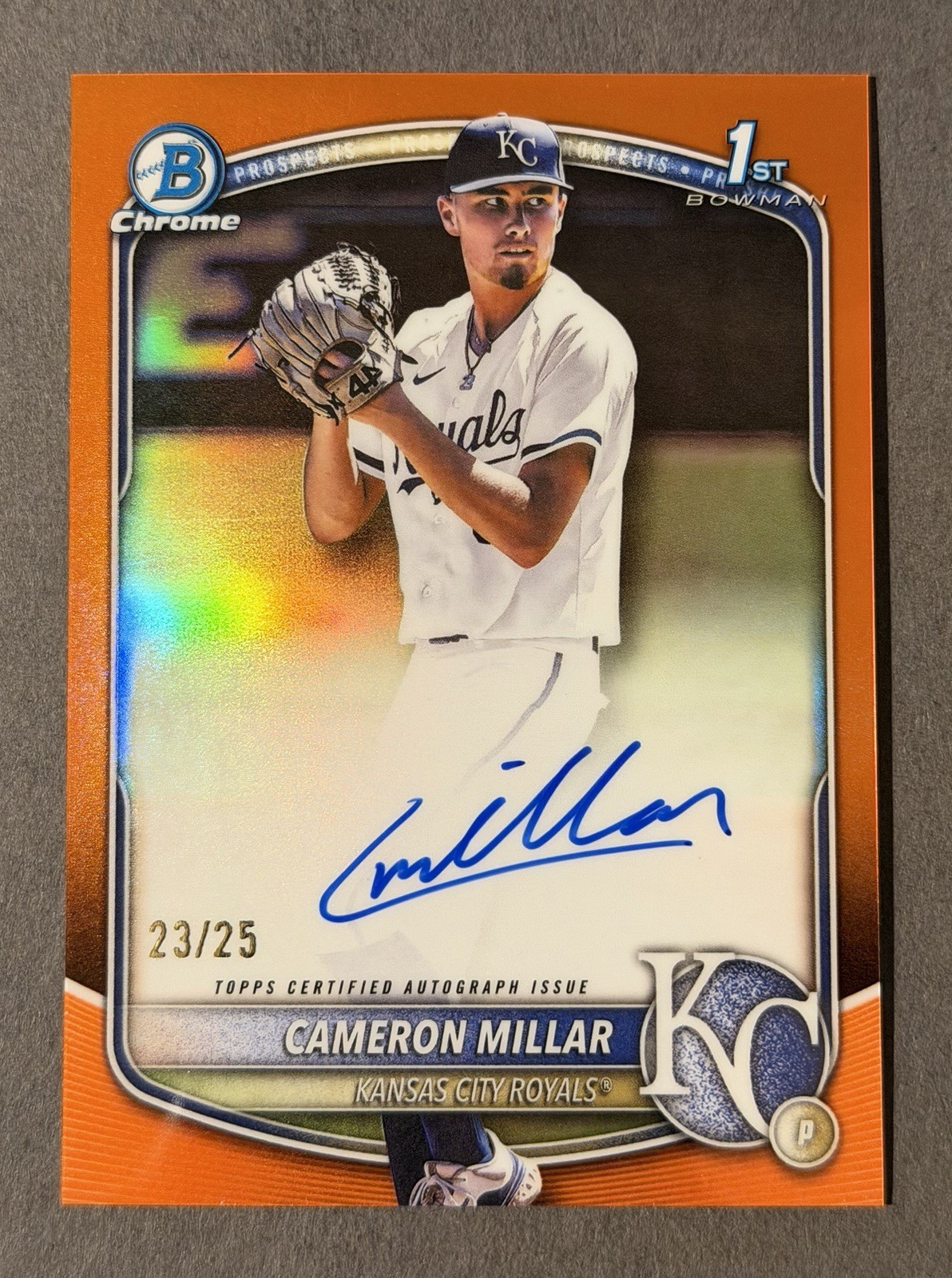2025 Bowman Draft Chrome Cameron Millar Orange Refractor #CPA-CMI 1st Auto /25