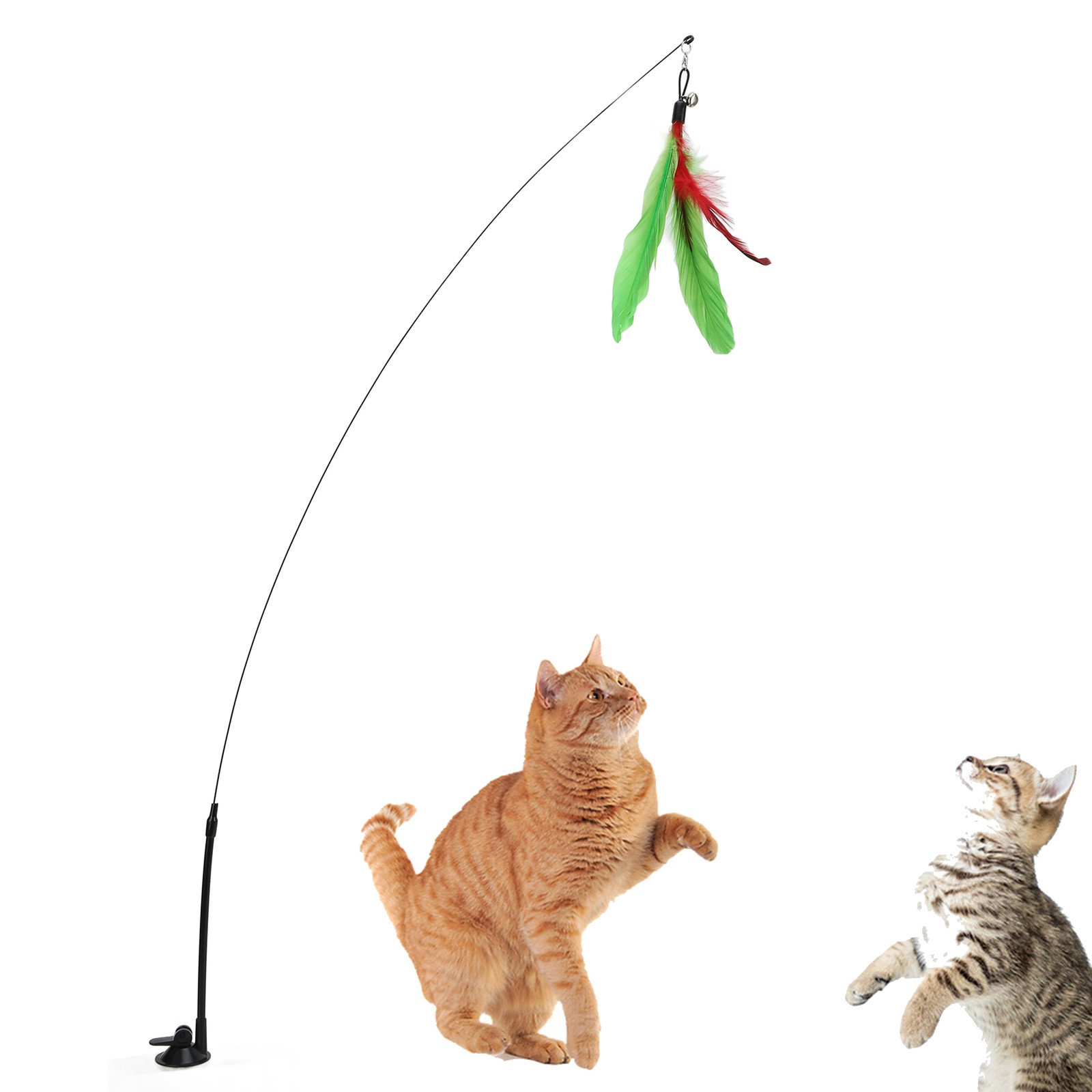 Cat Feather Stick Interactive Cat Feather Wand With Suction Cup For New