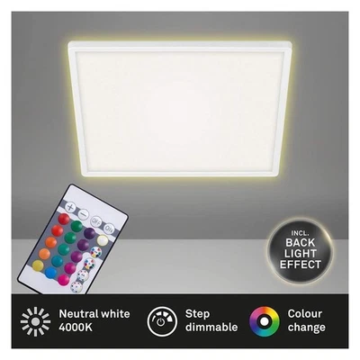 Briloner  Slim LED 22W Deckenlampe RGB Panel Fernbedienung Eckig Weiß - Bild 1 von 4