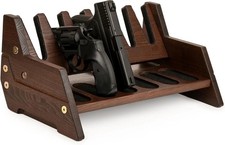 TESLYAR Wood Pistol Rack for Gun Safe &ndash; Storage 6-Slots, Brown