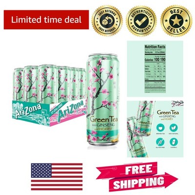 All-Natural Green Tea with Ginseng and Honey - 12 Cans, 22oz Refreshment