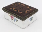 GEORGE III BILSTON / BATTERSEA ENAMEL & TUNBRIDGE WARE TOP BOX 18TH CENTURY