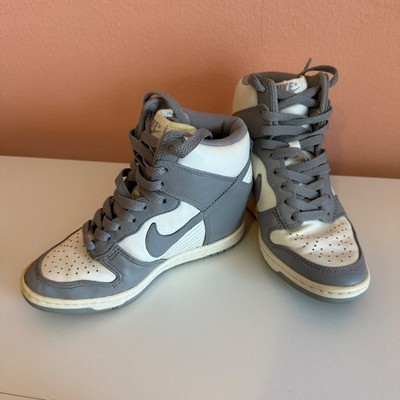 Nike Dunk Sky Hi Gray White Wedge High Top Sneakers Women s US 5