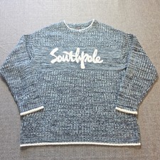 Vintage Southpole Heavyweight Marled Knit Logo Sweater Size XL Blue Gray 90s