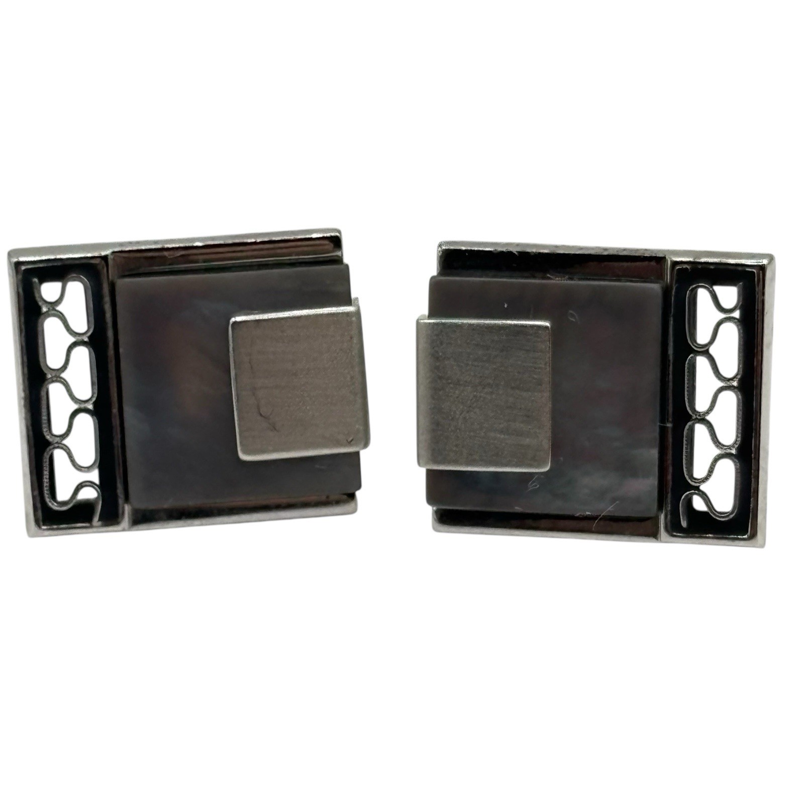 Anson Abalone Shell Cufflinks Open Work Metal Acc… - image 2