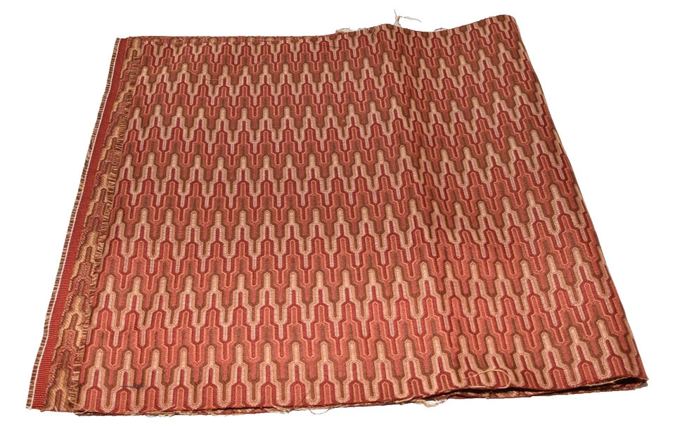 Vintage Orange Geometric Design Upholstery Fabric 58" x 15" - Image 2 of 3