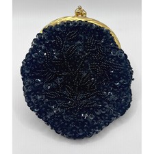 Unbranded Coin Purse Womens OS Black Excellent Beaded Sequin Vintage Hong Kong