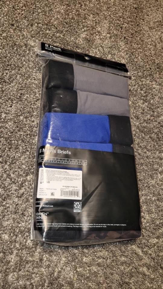 Paquete de 6 calzoncillos elásticos de algodón de rendimiento ropa interior pequeña para hombre Athletic Works Foto 2 de 3