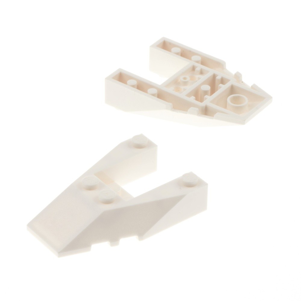 2x Lego Wedge Brick 6x4x1 White Cutout Slope Brick Front 7700 6153b