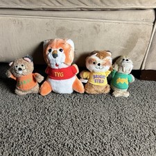 Hallmark Shirt Tales Lot 4 Plush 6-7  Tyg Tiger Raccoon Beaver Walrus Vtg 1981