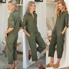 Frank and Eileen Jumpsuit NORTHERN IRELAND Green Army Playsuit Romper Size XS