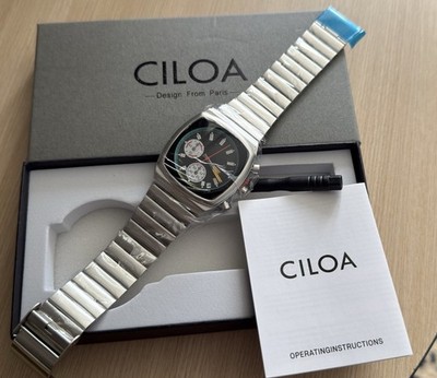 New CILOA 501 Expreso Black Chronograph Dial Retro Brew Metric Style Men's Watch
