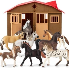 8 in 1 Horse Toy Set for Girl Age 6-12, 8 Pcs Realistic 5 inch Plastic Horsse Fi