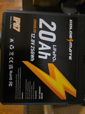 GoldenMate CRIUS 20 12V 20Ah LiFePO4 Battery IP67 256Wh Lithium