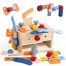 Wooden Kids Tool Set, 38PCS Educational STEM Construction Toys for 3 36Pcs