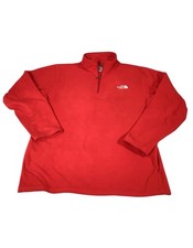 The North Face Sweater Boys XL Red 1/4 Zip Pullover Fleece Ribbed Mock Neck