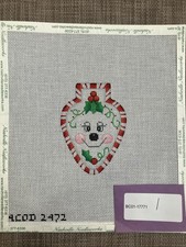 Handpainted Needlepoint Canvas  Rosy Cheek Xmas Bulb   Read Description 