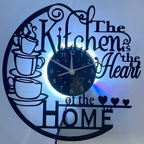 Kitchen heart of the home vinyl record clock wall decor w/wo LED back light art - Picture 6 of 12