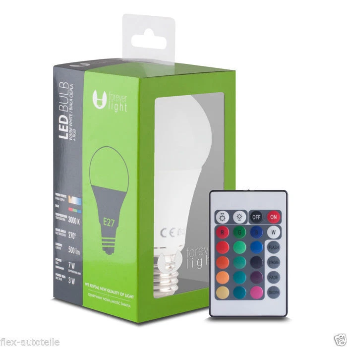 FOREVER LIGHT LED Birne Bunt Fernbedienung Glühbirne Glühlampe Lampe Farbwechsel A60 E27 RGB