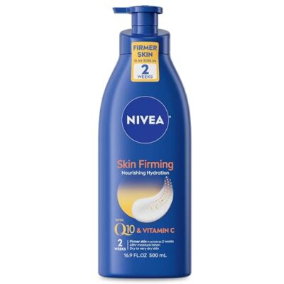 NIVEA Nourishing Skin Firming Body Lotion with Q10 and Vitamin C, Dry Skin 