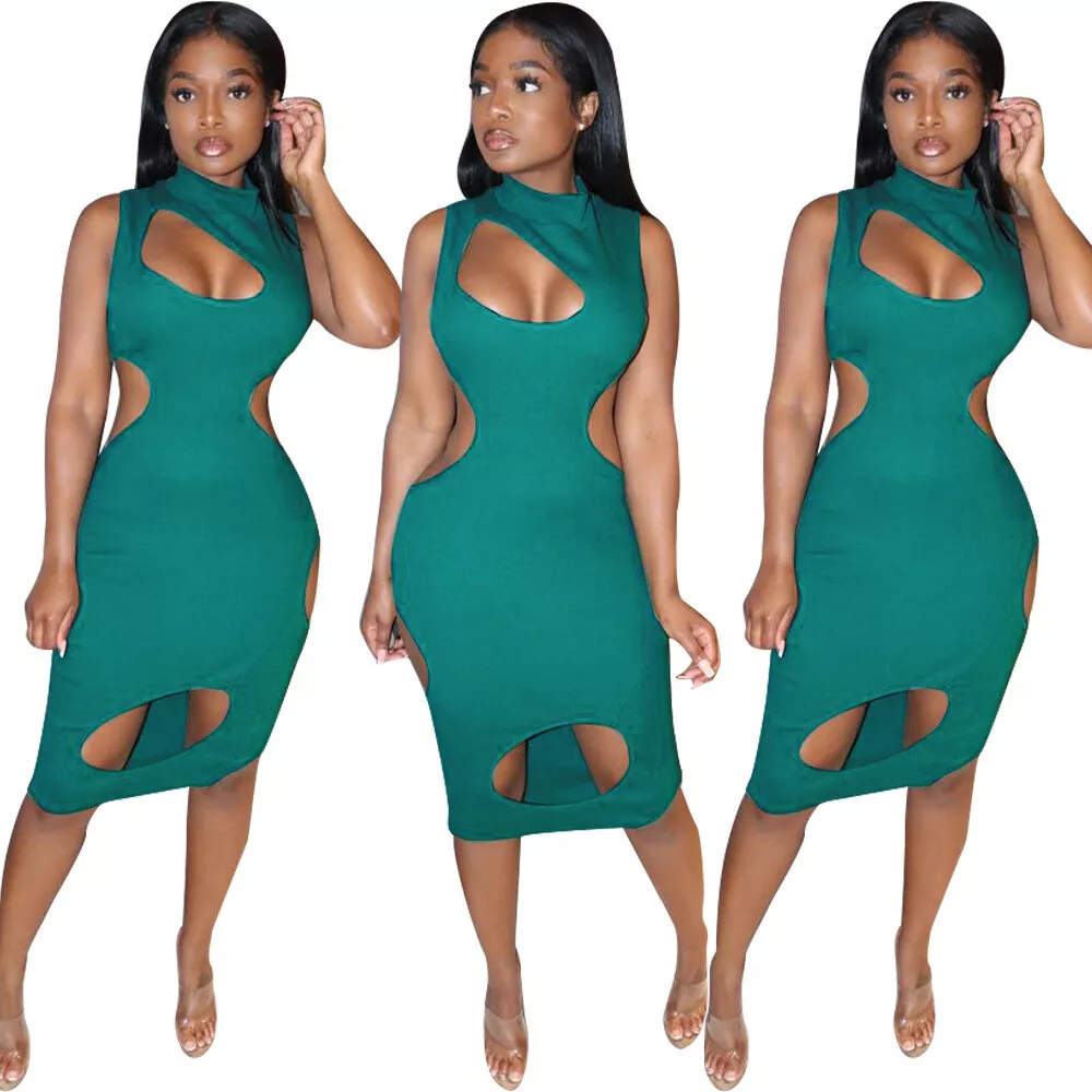 New Women Fashion Sleeveless Open Front Hollow Out Skinny