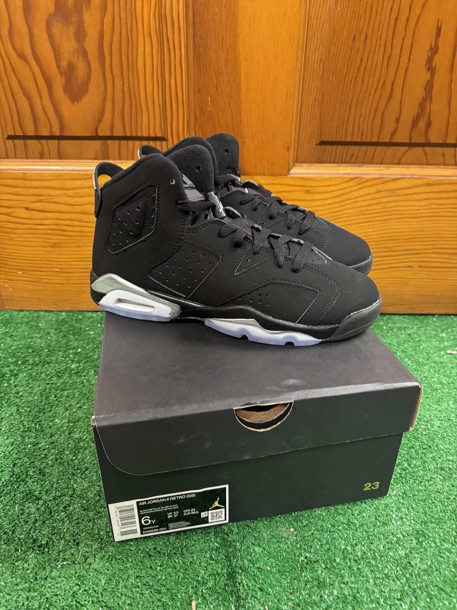 Nike Air Jordan Retro 6 Black GS Metallic Silver Chrome DX2835-001