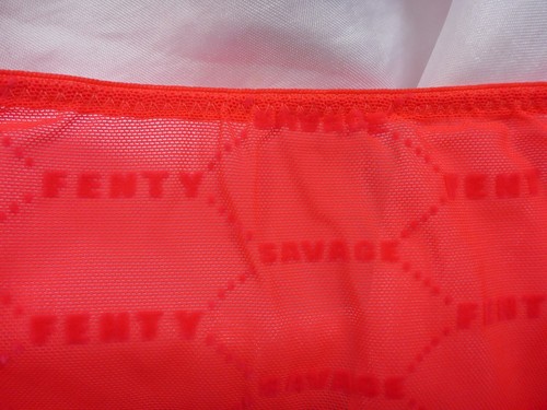 L, Savage x Fenty Flocked Logo-Mesh Brazilian, medallion, neon Pink Smash, NEW - Picture 6 of 13