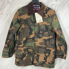 VINTAGE BONE DRY REDHEAD DUCK HUNTING CAMO JACKET GAME POUCH CORD COLLAR SIZE S