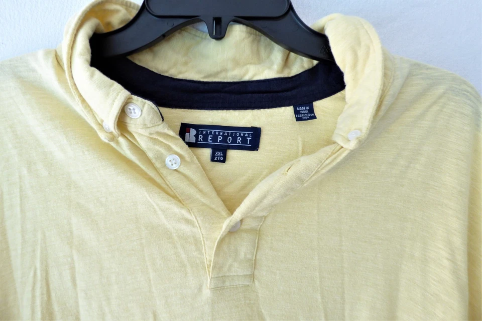 International Report Mens Size XXL Yellow Short Sleeve Polo shirt 2XL 1/4 Button - Image 2 of 3