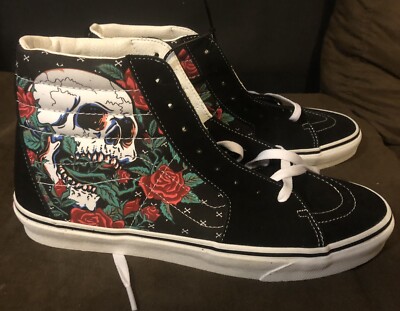 VANS Sk8-Hi Tops SKULL ROSE Shoes Men's Size 12 NEW! RARE! | eBay