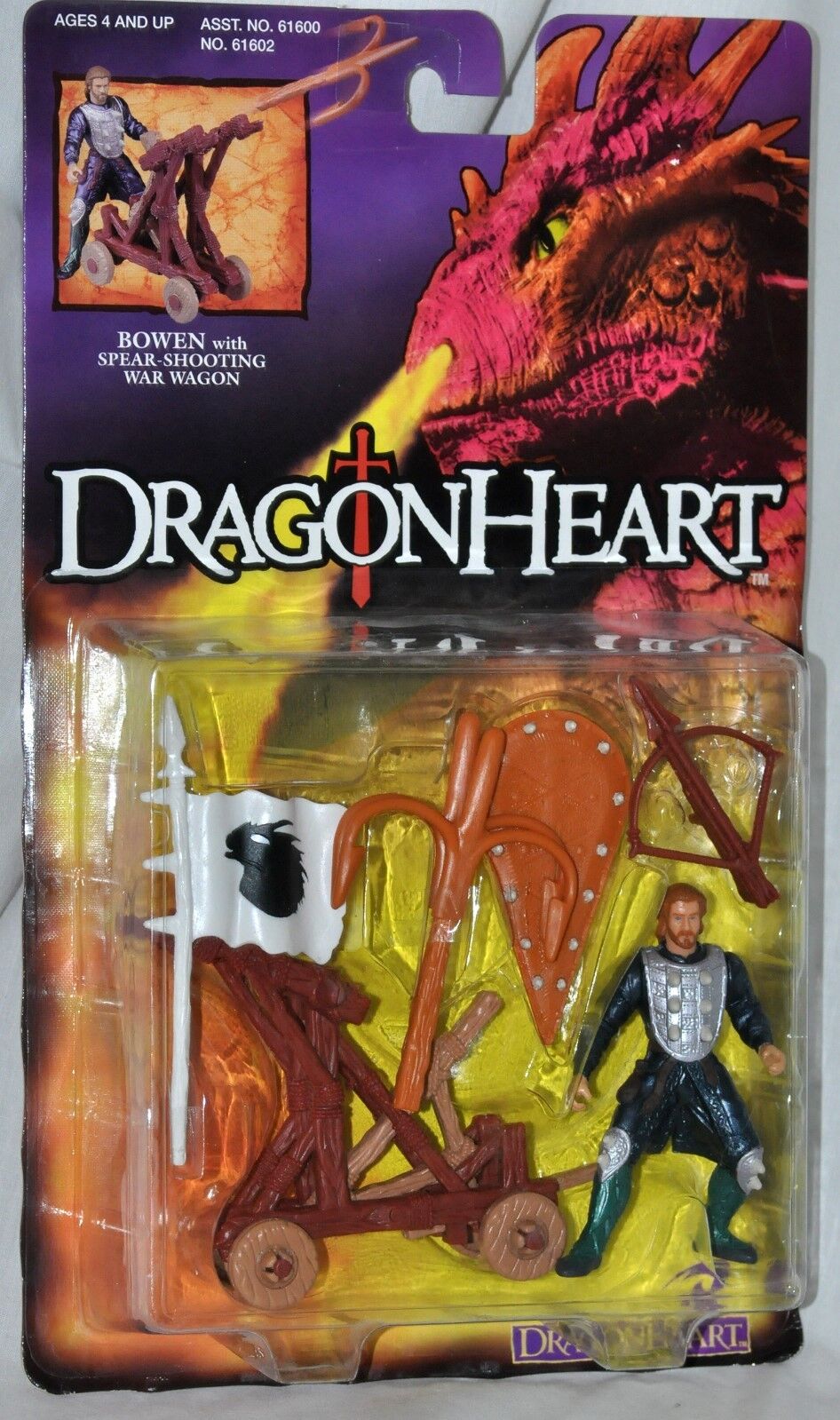 Dragon Heart Bowen figure with Spear Shooting War Wagon MOC 61602 Kenner 1995