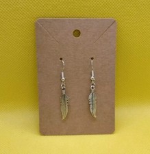 Feather Silver Earrings on Earwires Hawk Dangle Pair Men Women Jewellery 