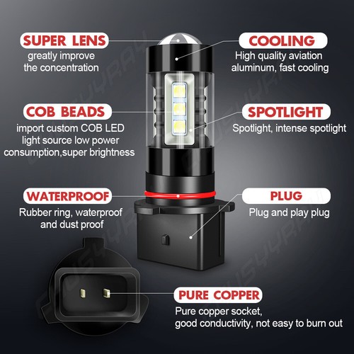 12278 PSX26W PWY26W 55W SMD LED Fog Light Bulb for Toyota Highlander 6000K White - 第 6/12 張圖片