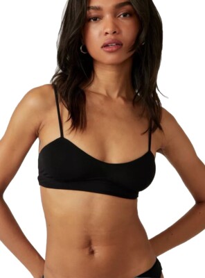 即配送   ロゴ テープ ブラ bralette XS black Free People One Step Ahead Bralette Women's Medium M Black