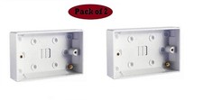 Double Twin 25mm White Surface Mounted Pattress Back Box, 2 Gang Electric Socket