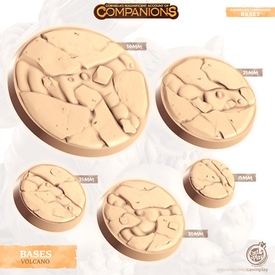 3D Printed Cast n Play Volcano Bases Companion's Bases - Master Pack Companions