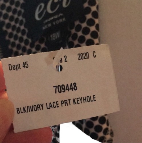 ECI NWT Black/Ivory Sheath Lace Print Women's Dress Plus Size 18W - Picture 12 of 14