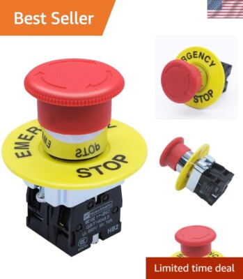 mxuteuk 2NC 22mm Emergency Stop Push Button Switch Red Mushroom Equipment e Stop