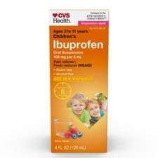 CVS Health Children's Ibuprofen Berry Flavor Gluten  Alcohol Free 2PKx 4oz 8/26