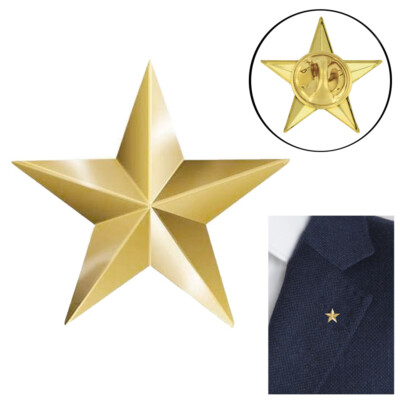 Gold Star Lapel Pin 3D 5 Point Military 