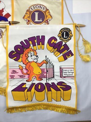 4 Vintage Lions Club Banners Maryland Fruitland South Gate Ellicott City 22C - Picture 3 of 7